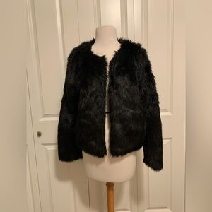 Talula Black Faux Fur Coat M